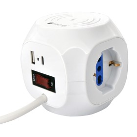 Multipresa a Cubo 4 Posti con USB-A e USB-C&trade QC3.0 e Ricarica Wireless