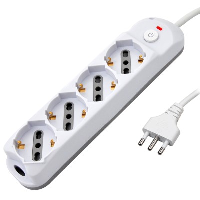 Presa Multipla a 4 Posti Italiana Bipasso/Schuko Spina 10A