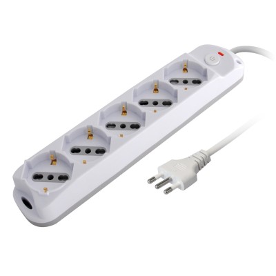 Presa Multipla a 5 Posti Italiana Bipasso/Schuko Spina 10A
