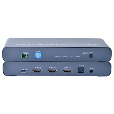 Splitter HDMI 2.1 8K 1 in 2 out con SPDIF e Audio 3.5mm Stereo
