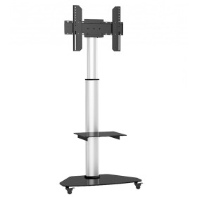 Supporto a Pavimento con Mensola Trolley TV LCD/LED/Plasma 37-70'' Silver