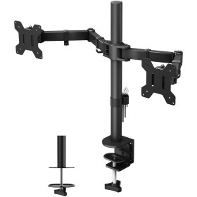 Supporto da Scrivania per 2 Monitor 13-27'' Affiancati con Morsetto