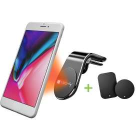 Supporto Magnetico da Auto per Smartphone con Due Placche Metalliche Universali