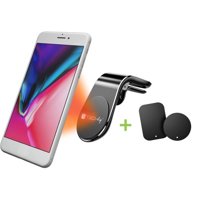 Supporto Magnetico da Auto per Smartphone con Due Placche Metalliche Universali