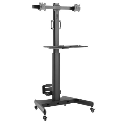 Trolley da Pavimento con Mensola e Porta PC per 2 TV LCD/LED/Plasma 13-32''