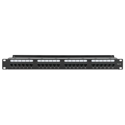 Pannello Patch UTP 24 Posti RJ45 Cat.6 con Barra Gestione Cavi