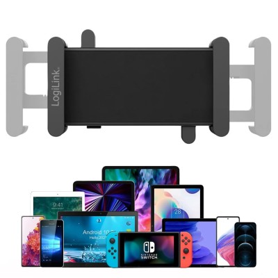 Supporto a Pinza VESA 75x75 per Smartphone e Tablet 4,7''-15'' 1kg max. Nero
