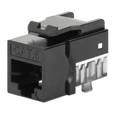 Frutto Keystone Slim Cat.6 per Cavo Rigido con Supporto Punch-Down 25 pz Nero