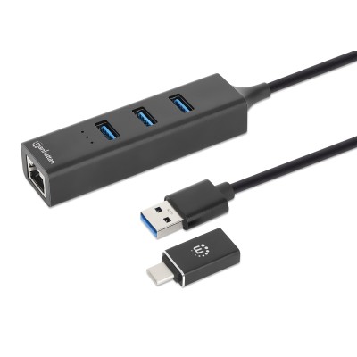 Hub USB 3.0 3 Porte Combo Type-C/A con Adattatore di Rete Gigabit