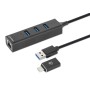 Hub USB 3.0 3 Porte Combo Type-C/A con Adattatore di Rete Gigabit