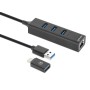 Hub USB 3.0 3 Porte Combo Type-C/A con Adattatore di Rete Gigabit