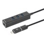 Hub USB 3.0 3 Porte Combo Type-C/A con Adattatore di Rete Gigabit