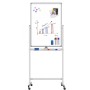 Lavagna Magnetica Bifacciale 60x100 cm con Ruote e Mensola per Pennarelli con Ganci Portablocco