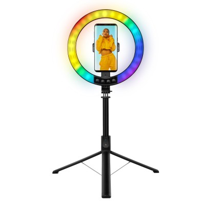 Luce LED 26RGB Anello &oslash25cm con Treppiede Estensibile Selfie Stick