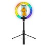 Luce LED 26RGB Anello &oslash25cm con Treppiede Estensibile Selfie Stick