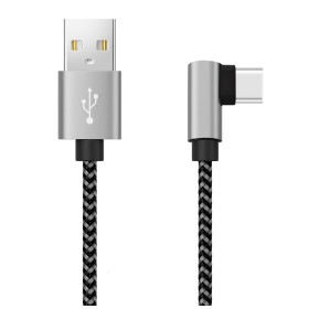 Cavo USB A Maschio 2.0 / USB-C&trade Maschio Angolato 3A 1 m Alluminio