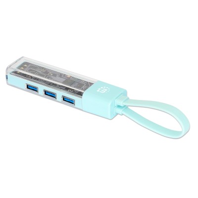 Hub Combo USB 3.0 USB-C&trade e USB-A 4 Porte Verde Trasparente