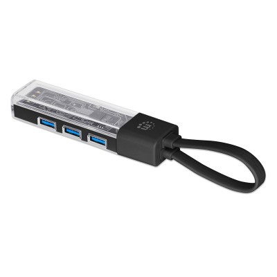 Hub Combo USB 3.0 USB-C&trade e USB-A 4 Porte Nero Trasparente