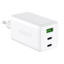 Caricatore Alimentatore GaN 100W 2x USB-C&trade 1x USB-A Power Delivery Fast Charger Bianco