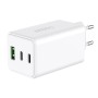 Caricatore Alimentatore GaN 100W 2x USB-C&trade 1x USB-A Power Delivery Fast Charger Bianco