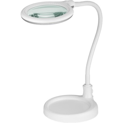 Lampada LED con Lente d'ingrandimento Base di Appoggio e Clip da Tavolo 6W Bianco