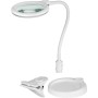 Lampada LED con Lente d'ingrandimento Base di Appoggio e Clip da Tavolo 6W Bianco