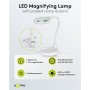 Lampada LED con Lente d'ingrandimento Base di Appoggio e Clip da Tavolo 6W Bianco