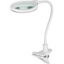 Lampada LED con Lente d'ingrandimento Base di Appoggio e Clip da Tavolo 6W Bianco
