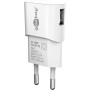 Caricatore USB 1A 5W Compatto Spina Europea Bianco