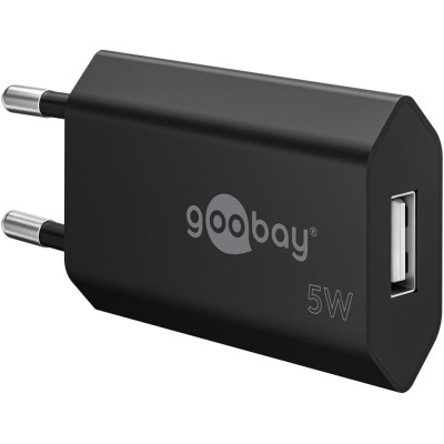 Caricatore USB 1A 5W Compatto Spina Europea Nero