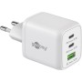 Nano Caricatore Alimentatore GaN 2xUSB-C&trade (PD) + USB-A (QC) da Muro 65W Bianco