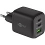 Nano Caricatore Alimentatore GaN 2xUSB-C&trade (PD) + USB-A (QC) da Muro 65W Nero