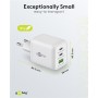 Nano Caricatore Alimentatore GaN 2xUSB-C&trade (PD) + USB-A (QC) da Muro 65W Bianco