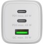 Nano Caricatore Alimentatore GaN 2xUSB-C&trade (PD) + USB-A (QC) da Muro 65W Bianco