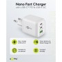 Nano Caricatore Alimentatore GaN 2xUSB-C&trade (PD) + USB-A (QC) da Muro 65W Bianco