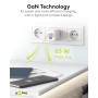 Nano Caricatore Alimentatore GaN 2xUSB-C&trade (PD) + USB-A (QC) da Muro 65W Bianco