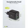 Nano Caricatore Alimentatore GaN 2xUSB-C&trade (PD) + USB-A (QC) da Muro 65W Nero