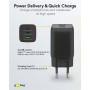 Nano Caricatore Alimentatore GaN 2xUSB-C&trade (PD) + USB-A (QC) da Muro 65W Nero