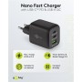 Nano Caricatore Alimentatore GaN 2xUSB-C&trade (PD) + USB-A (QC) da Muro 65W Nero