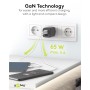 Nano Caricatore Alimentatore GaN 2xUSB-C&trade (PD) + USB-A (QC) da Muro 65W Nero
