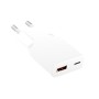 Caricatore Alimentatore GaN USB-C&trade (PD) + USB-A (QC) da Muro 20W Bianco