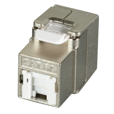 Frutto Keystone RJ45 Cat.6A 10Gigabit FTP 180&deg Toolless con Otturatore