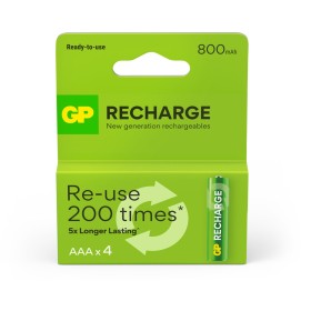 Blister 4 Batterie Ricaricabili AAA Mini Stilo 800 mAh GP ReCyko
