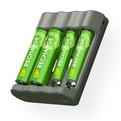 Caricabatterie per AA e AAA con 2 Batterie AA e 2 Batterie AAA Incluse