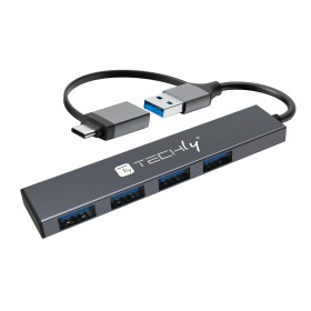 Hub USB-A USB-C&trade 3.2 a 4 porte USB-A Slim in Metallo