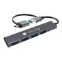 Hub USB-A USB-C&trade 3.2 a 4 porte USB-A Slim in Metallo