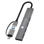 Hub USB-A USB-C&trade 3.2 a 4 porte USB-A Slim in Metallo