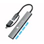 Hub USB-A USB-C&trade 3.2 a 4 porte USB-A Slim in Metallo