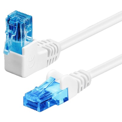 Cavo di rete Patch Connettore Angolato 90&deg CCA Cat.6A UTP 0,5m Bianco