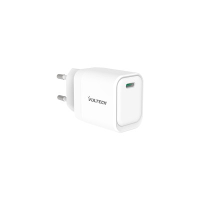 VULTECH CARICATORE ADATTATORE UNIVERSALE, 1 X TYPE-C, PD45 GAN PPS 45W, BIANCO COMPATTO